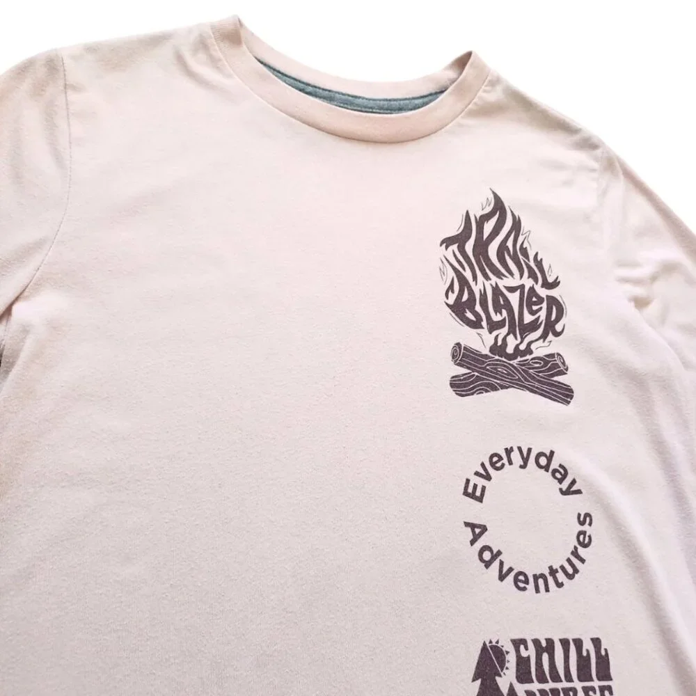 Old Navy Boys’ Long Sleeve Graphic Tee – Size 10/12 – Light Mauve  Pink